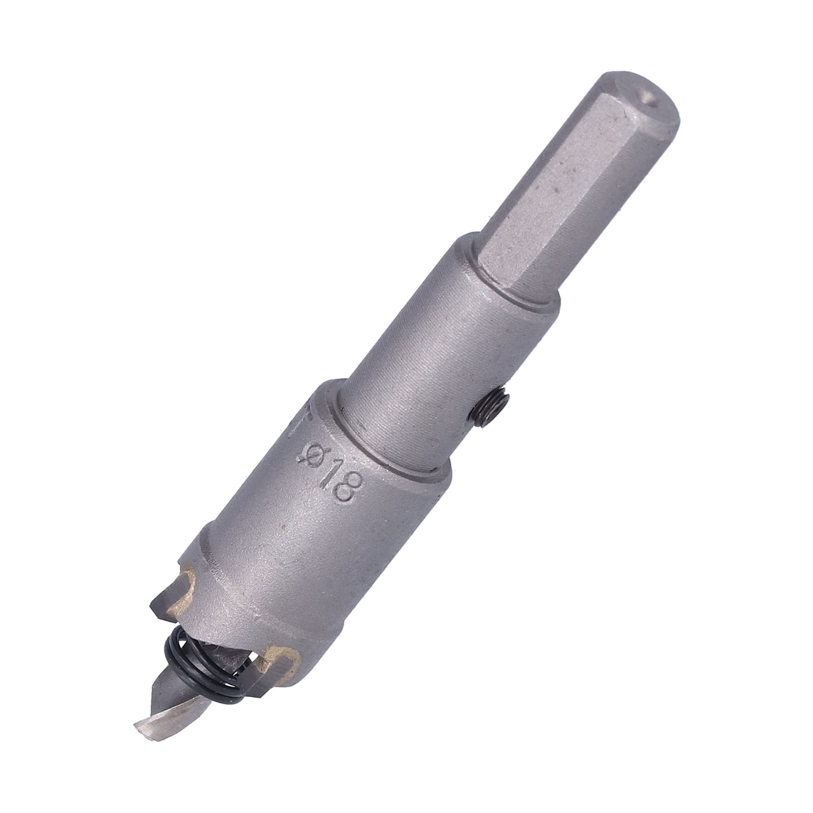 Hss-stahl-lochsäge Mit Drei Klingen, Abgewinkelt, Robuste Konstruktion, Für Metall, Inklusive Inbusschlüssel, 18 Mm