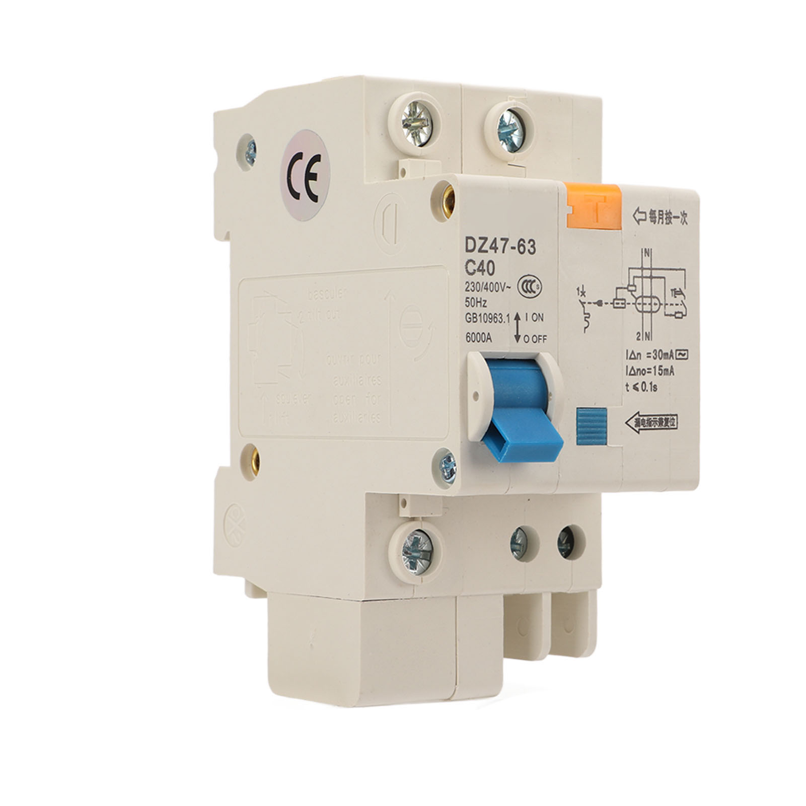 Leitungsschutzschalter, Tragbarer Überlastschutz, 40 A, 230 V, 400 V, Din-schienenmontage, 6000 A