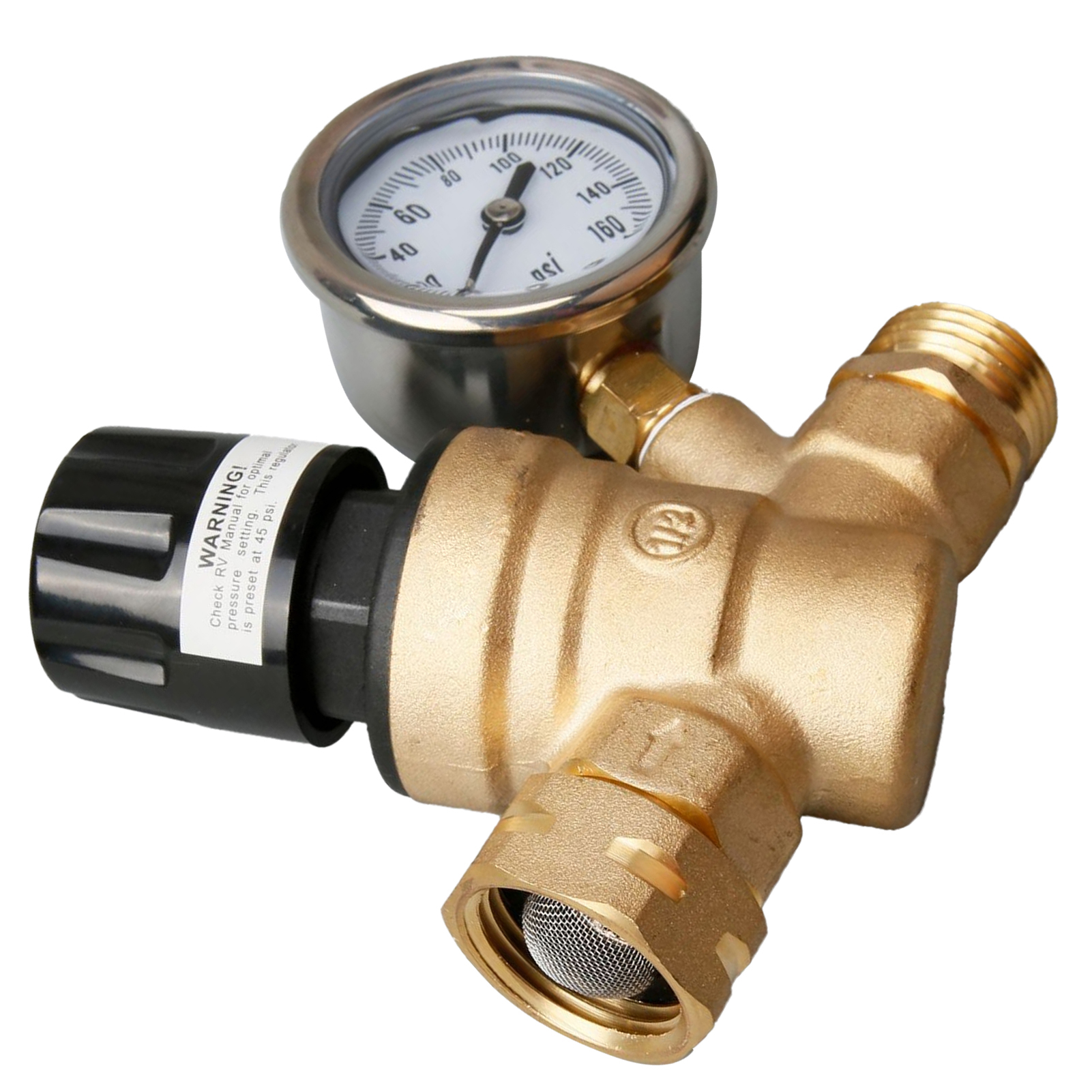 Wasserdruckregelventil, Us 3/4 Zoll Nh-gewinde, Messing-druckminderungsventil Mit Manometer Für Wohnwagen