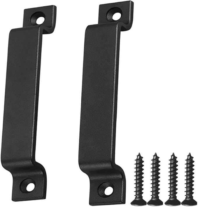 Piece Barn Door Handle Solid Black Steel Door Handle Screws Included (black)