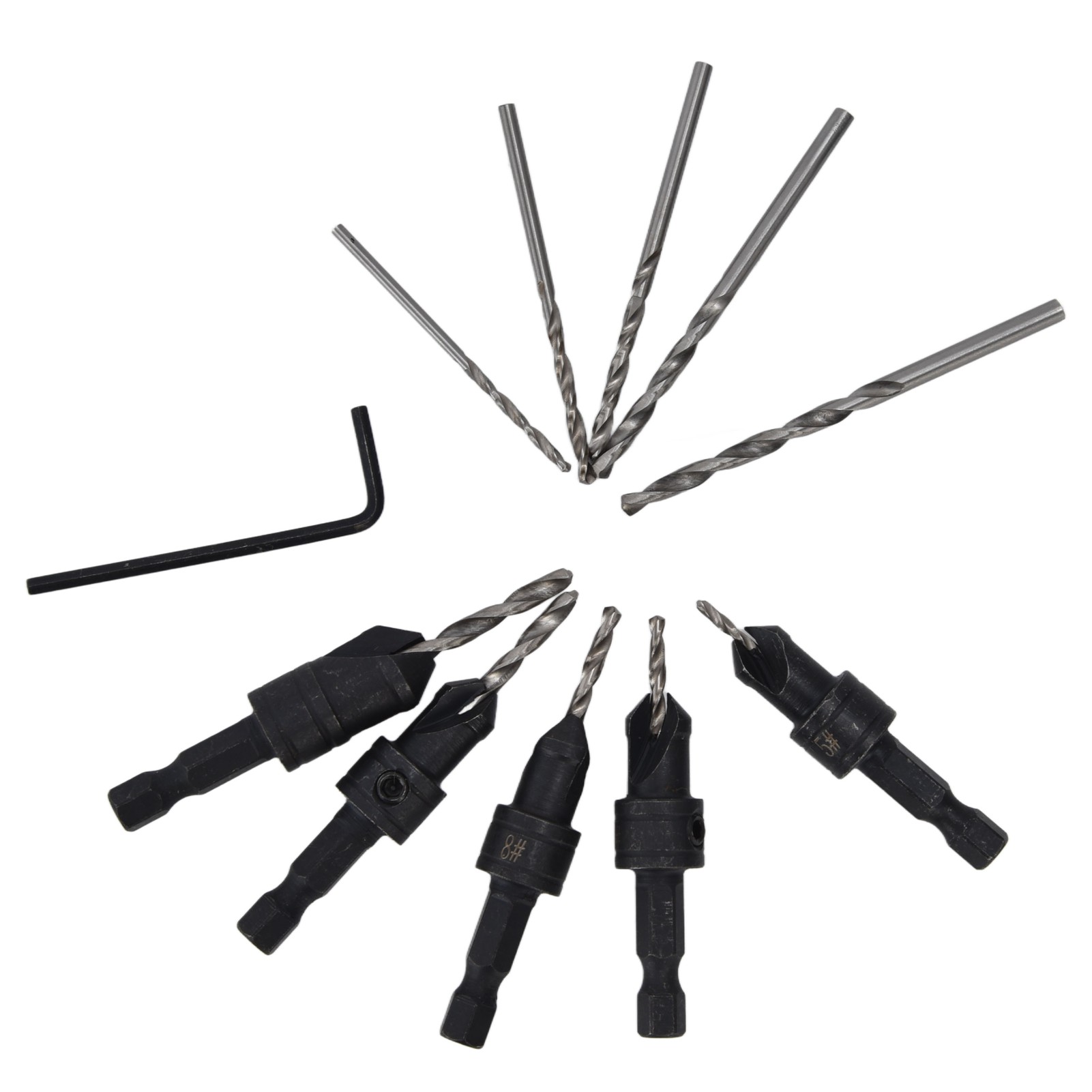 Set Mit 11 Senkbohrern Für Holz, Schnellwechselsystem, Verstellbare Fase, Vielseitiges Bohrwerkzeug