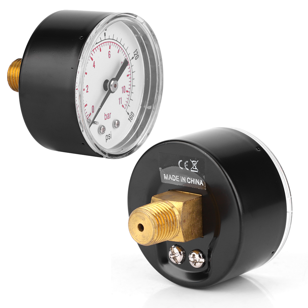 Manometer Mit 50-mm-zifferblatt, 1/4-bspt-gewinde Und Rückseitigem Anschluss Für Luft, Wasser, Öl Und Gas (0–160 Psi, 0–11 Bar)