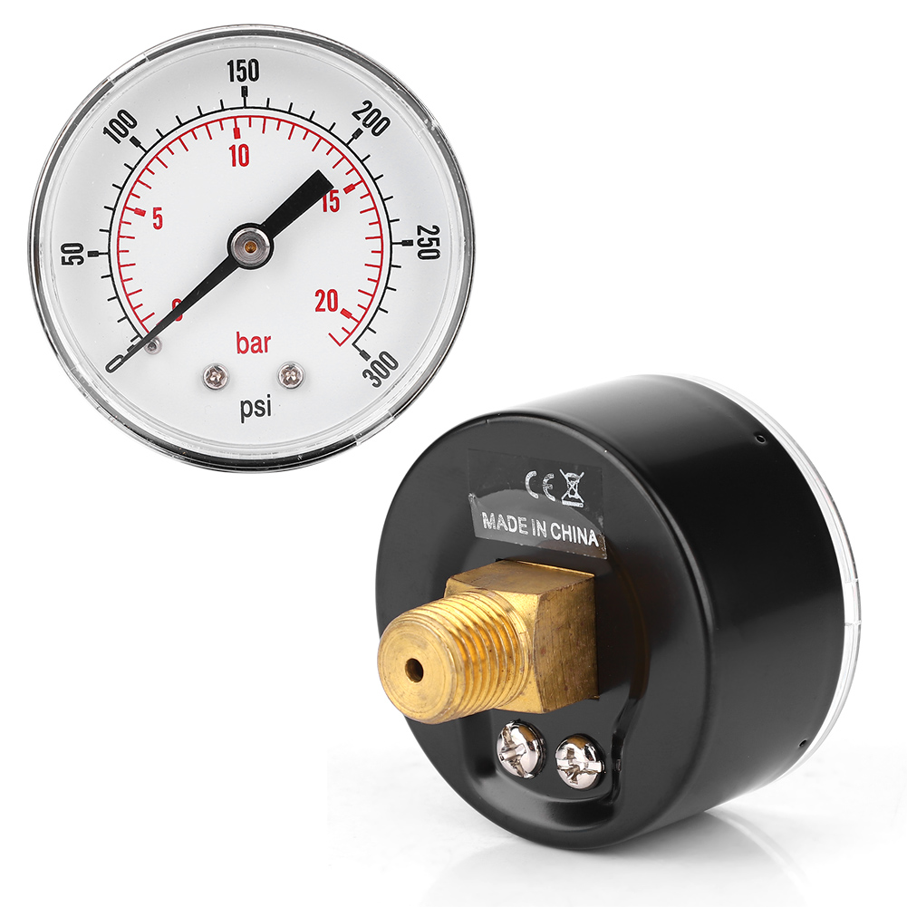 Manometer Mit 50 Mm Zifferblatt, 1/4 Bspt Rücklaufanschluss Für Luft, Wasser, Öl, Gas (0-300 Psi 0-20 Bar)