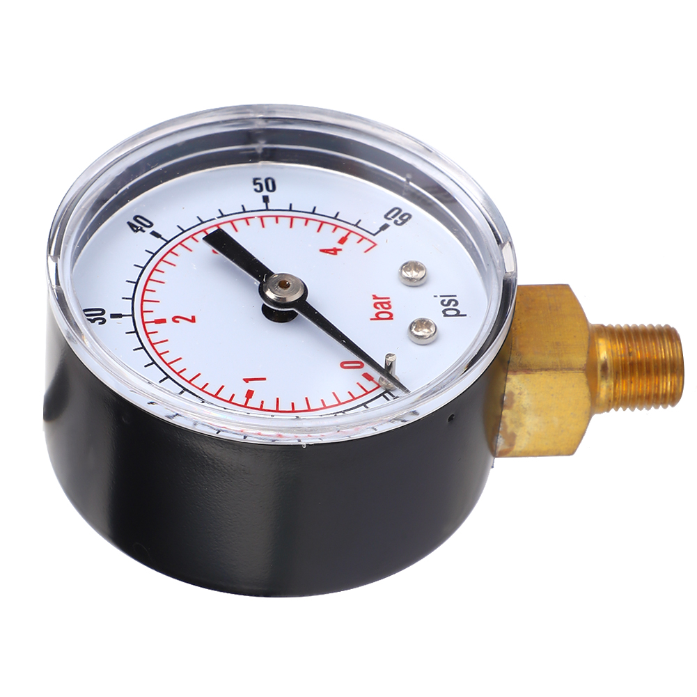 Manometer Mit 50-mm-zifferblatt, 1/8-bspt-gewinde An Der Unterseite Für Luft, Wasser, Öl Und Gas (0–60 Psi, 0–4 Bar)
