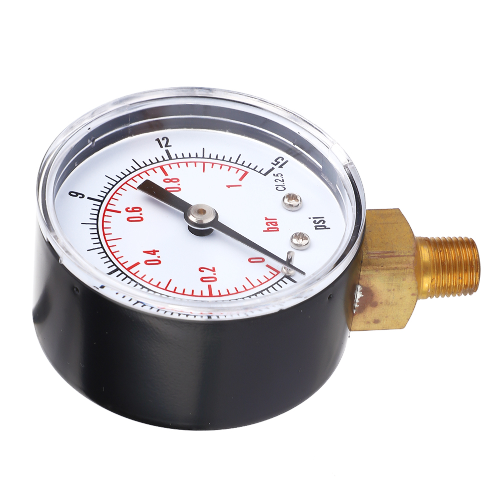 Manometer Mit 50-mm-zifferblatt, 1/8-bspt-gewinde An Der Unterseite Für Luft, Wasser, Öl, Gas (0-15 Psi 0-1 Bar)