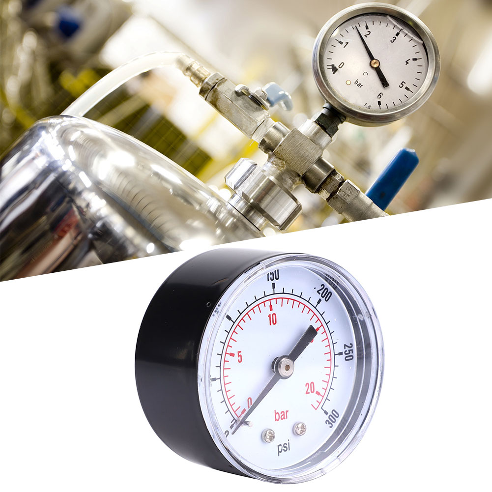 Manometer Mit 50 Mm Zifferblatt, 1/8 Bspt Rücklaufanschluss Für Luft, Wasser, Öl, Gas (0-300 Psi 0-20 Bar)