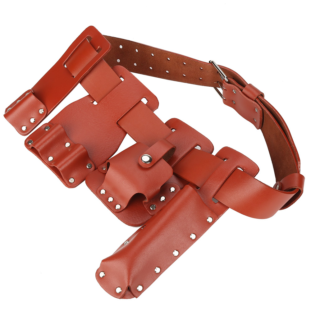 5-in-1-werkzeuggürtelholster Aus Leder Für Gerüstbau, Inklusive Halterung Für Wasserwaage, Schraubenschlüssel Und Hammer