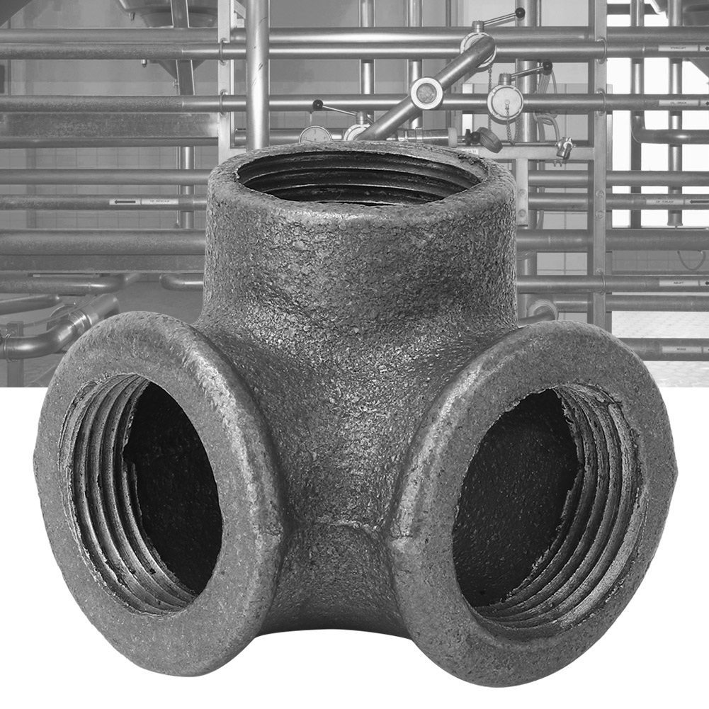 5 Stück 1/2"-seitenausgangswinkel 90° Schwarze Temperguss-rohrverschraubungen
