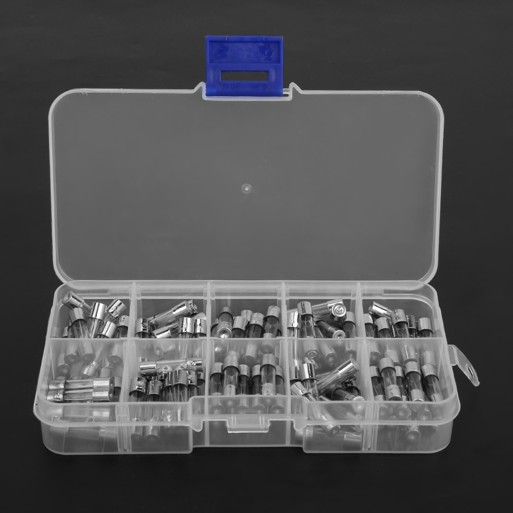 100-teiliger Universal-glasrohrsicherungssatz (5 X 20 Mm) 0-250 V, 0,2 A - 20 A