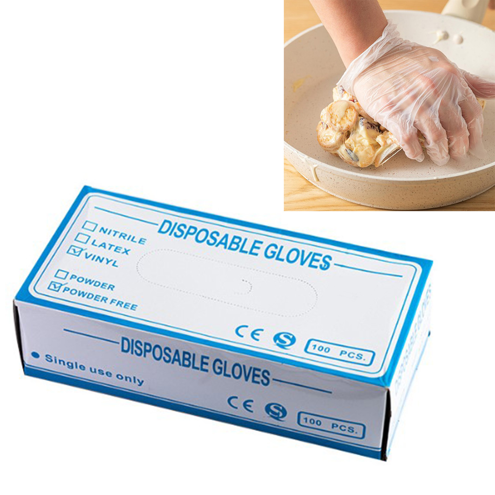 100 Einweg-pvc-handschuhe, Lebensmittelechte Kunststoffhandschuhe Für Catering, Küche, Backen, Große Größe