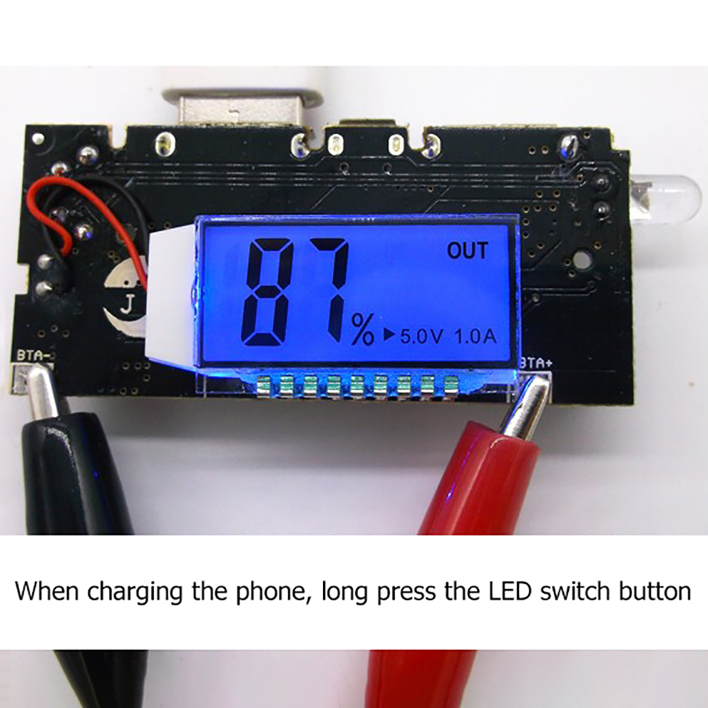 18650-akkulademodul, Notstromversorgungs-leiterplattenmodul, Duales Usb 5v 1a/2,1a-akkulademodul