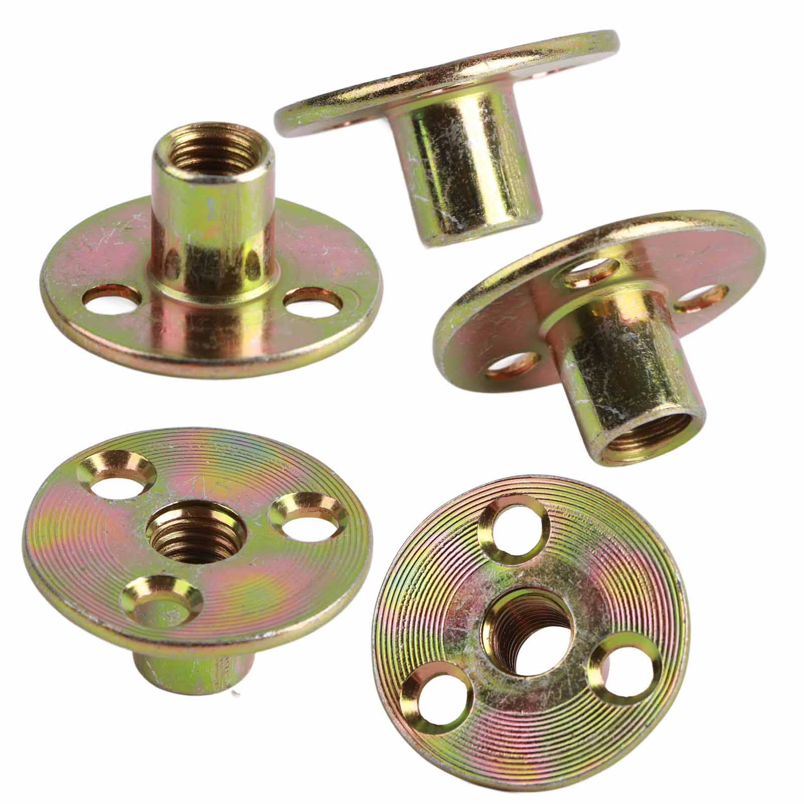 5-teiliger T-nut-verbinder, 3-loch, Verzinktes Eisen, Möbelbefestigung, T-stück, Rundbodenmutter M10
