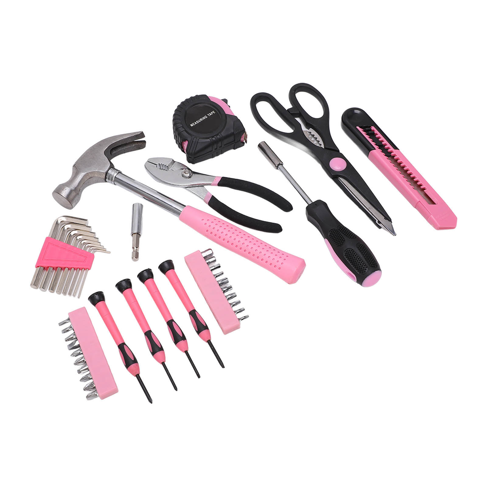 39-teiliges Haushaltswerkzeugset, Rosa, Tragbares Handwerkzeugset Mit Hammer, Schraubendreher, Schraubenschlüssel, Reparatur- Und Wartungswerkzeugset Für Mädchen