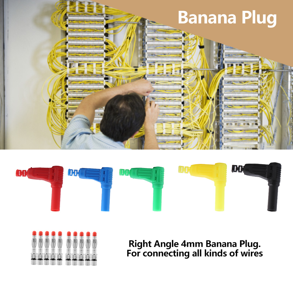 10 Stück P3014 4-mm-bananenstecker Mit Sicherheitsversiegelung Und Schutzkappe, Rechtwinkliger Kabelverbinder