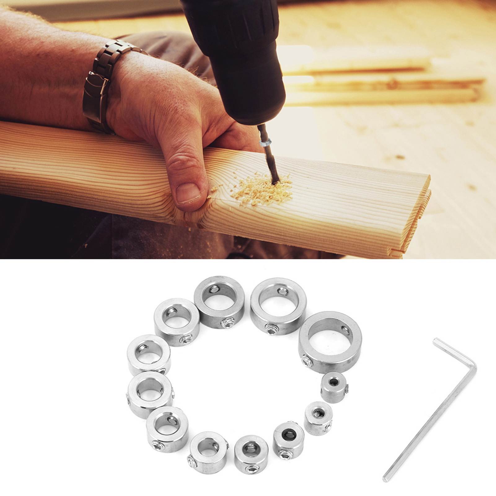 12-teiliger Satz Tiefenanschlagringe Aus Edelstahl (3-16 Mm)