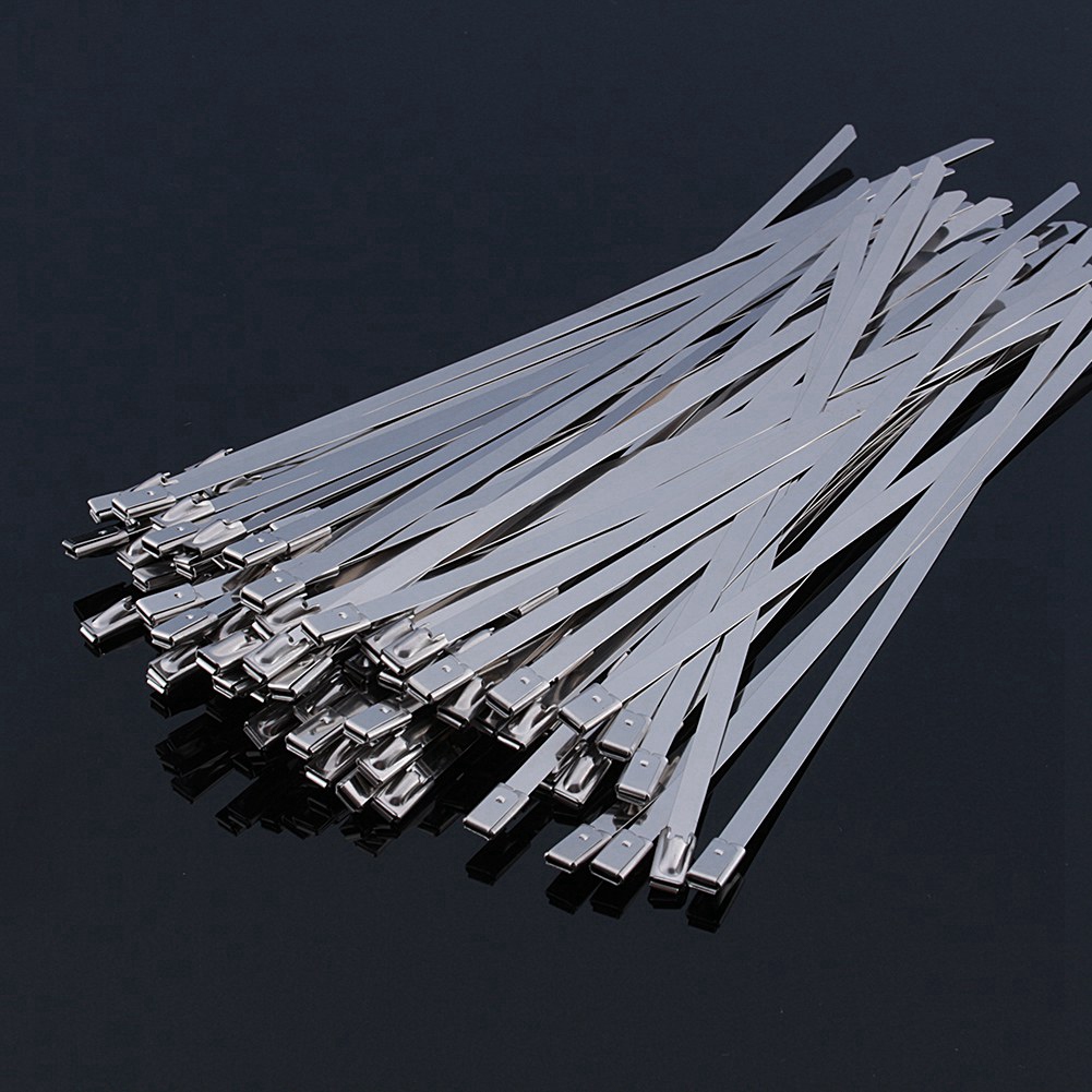 50 Stück 8" (4,6200 Mm) Edelstahl-kabelbinder, Beschichtet, Selbstsichernd, Für Auspuffrohrschellen