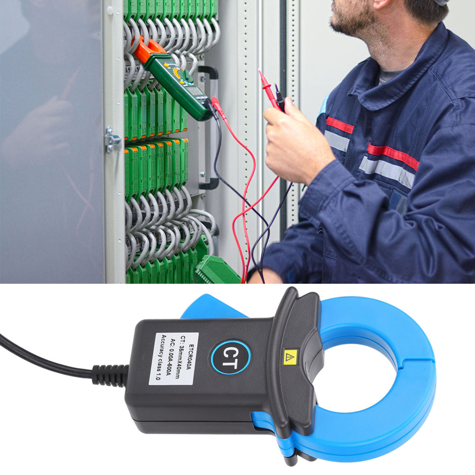 Stromzangensensor Zur Leckstromerkennung, Industrielles Elektrisches Messgerät, Blauer Bnc-stecker, Etcr040a