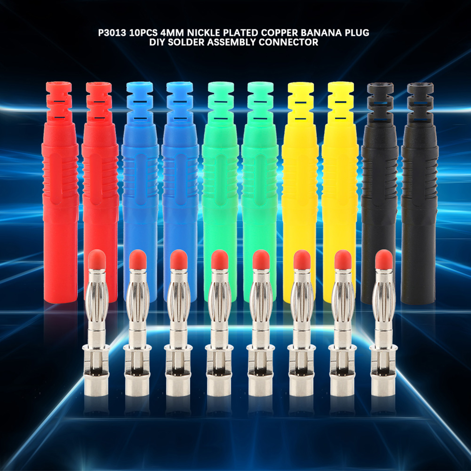 P3013 10 Stück 4 Mm Vernickelte Kupfer-bananenstecker Zum Selbstlöten
