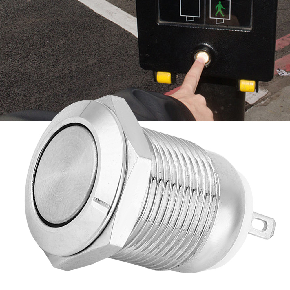 Metall-drucktaster, 1 Normalerweise Offener Kontakt, 2 Pins, Wasserdicht, Selbstrückstellend, Für Elektronische Geräte (flacher Kopf)