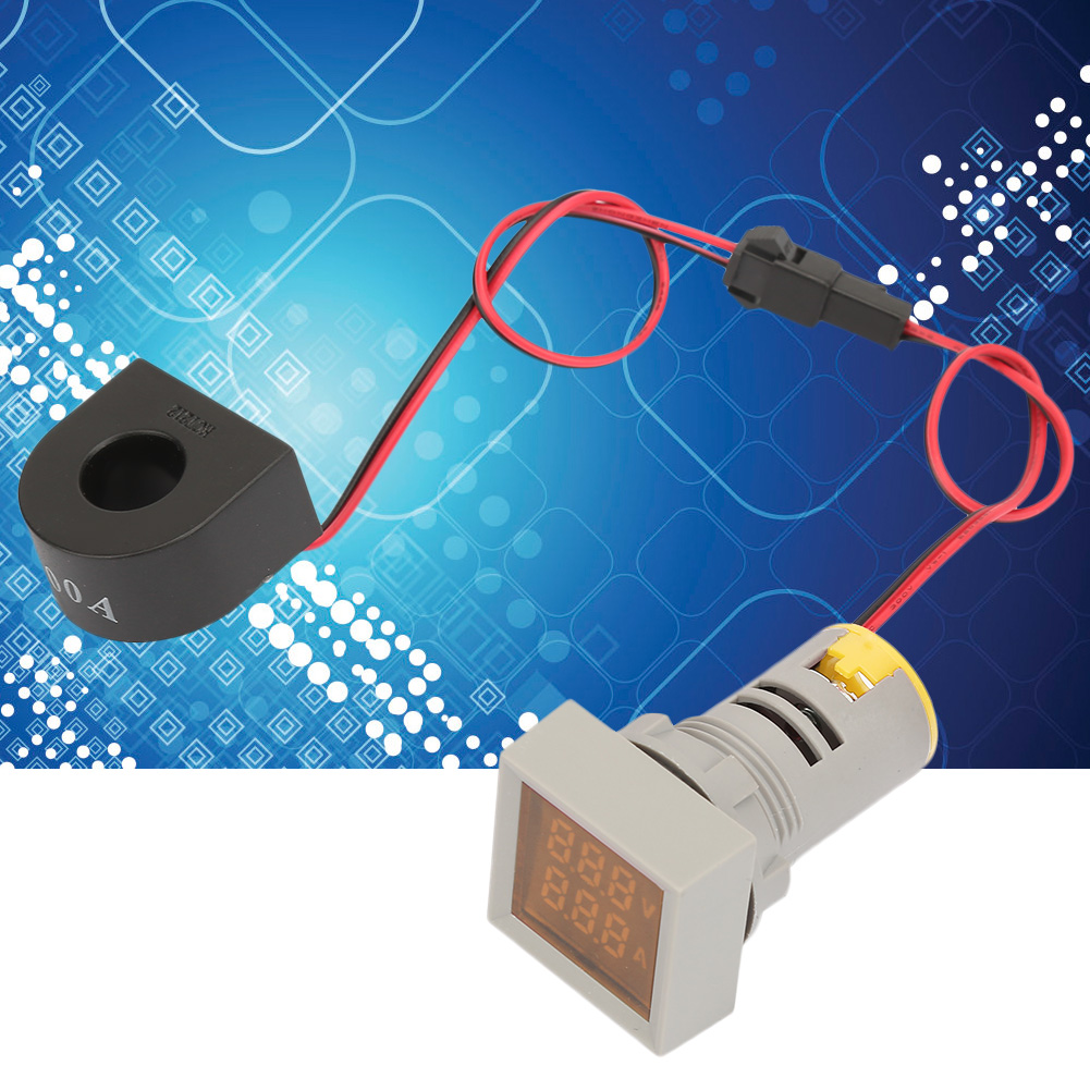 2-in-1 Led-anzeige, Mini-digitalanzeige, Amperemeter/voltmeter, Quadratische Anzeige (gelb)