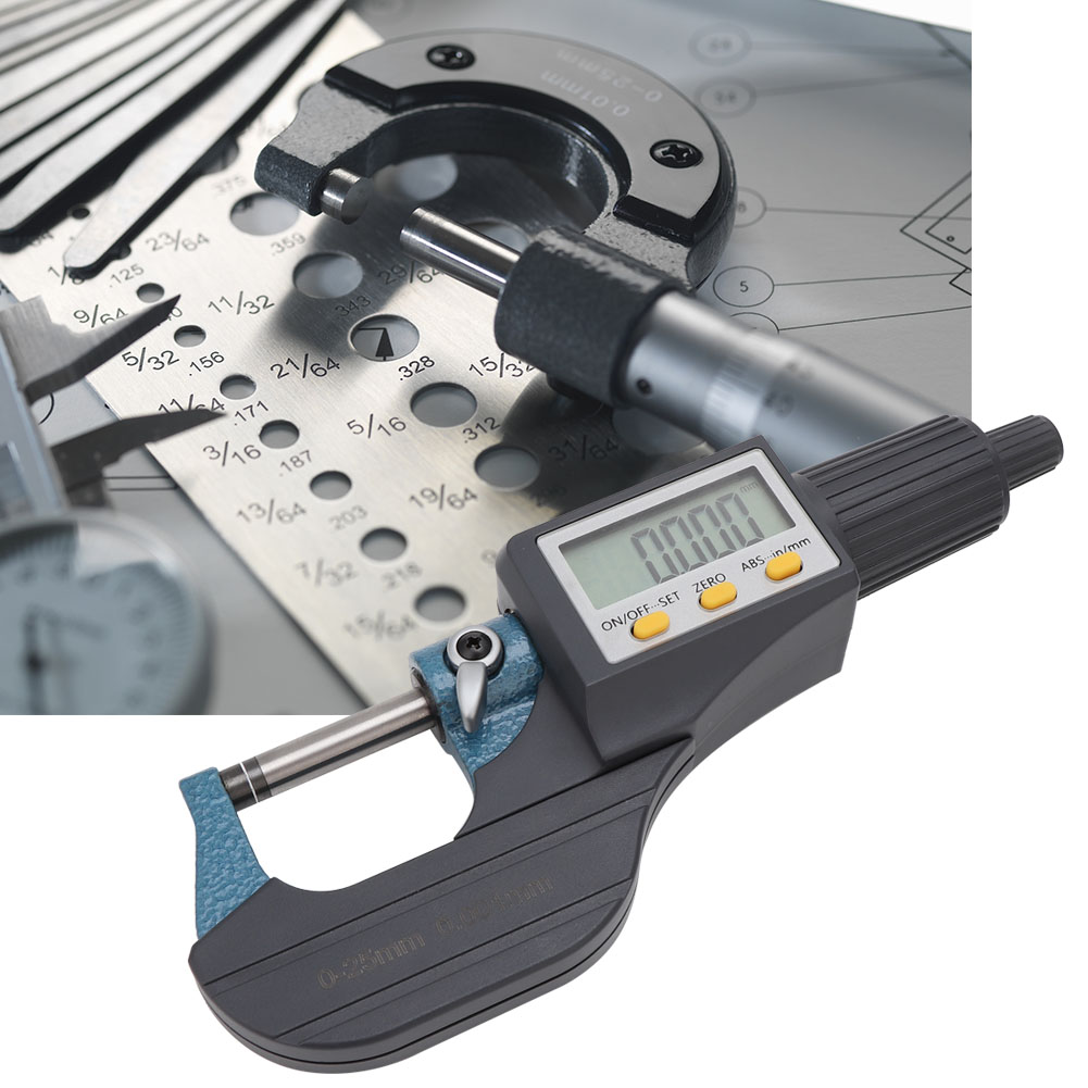 Mikrometer Aus Verchromter Legierung Mit Digitalanzeige Und Geringem Fehler, Auflösung 0,001 Mm (025 Mm)