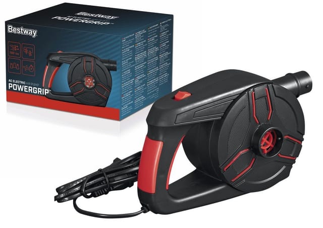 Bestway AC Power Grip Tragbares elektrisches Aufblasgerät 3 Ventiladapter Leichtgewicht 220V Batterie 2 in 1