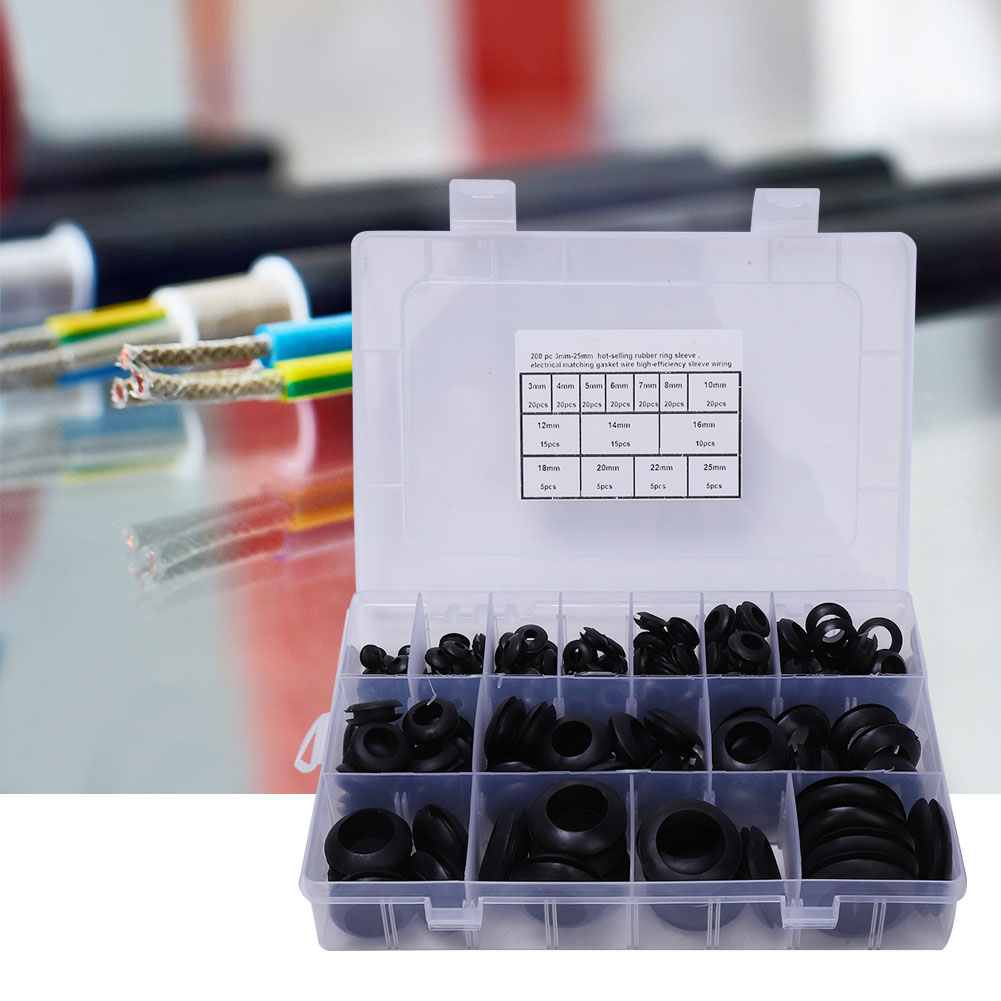 200 Kabelbaumtüllen, Gummibefestigungsringe, Sacklöcher Für 3–25 Mm Kabel, Dichtungen