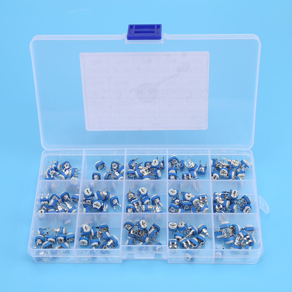 150 Stück Blaue Und Weiße Vertikale Pcb-voreinstellungs-potentiometer Mit 100 Ohm Und 1 Mohm