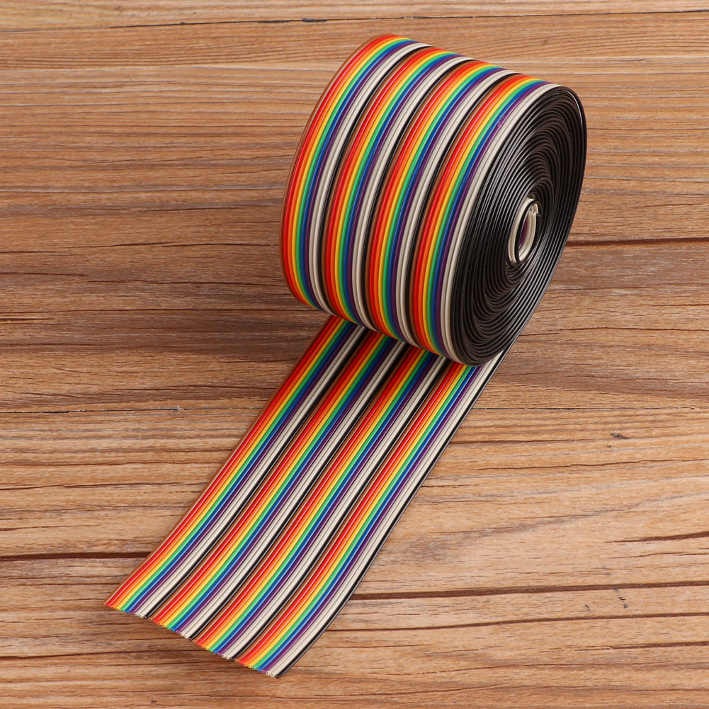 Buntes Flachbandkabel Mit 1,27 Mm Rastermaß, 40-adrig, Regenbogenfarben, Leiterbreite 5,08 Cm (5 Meter)