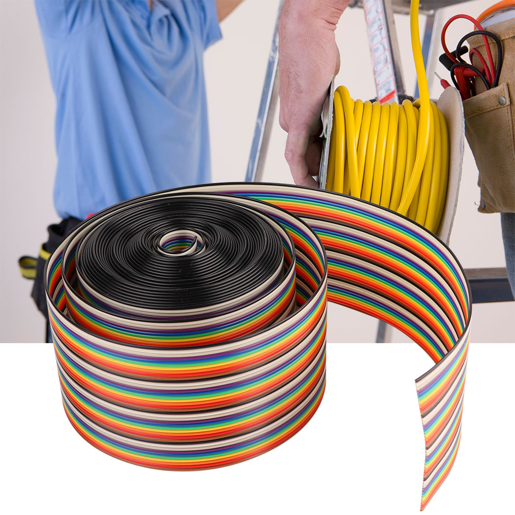 Buntes Flachbandkabel Mit 1,27 Mm Rastermaß, 40-adrig, Regenbogenfarben, Leiterbreite 5,08 Cm (1 Meter)