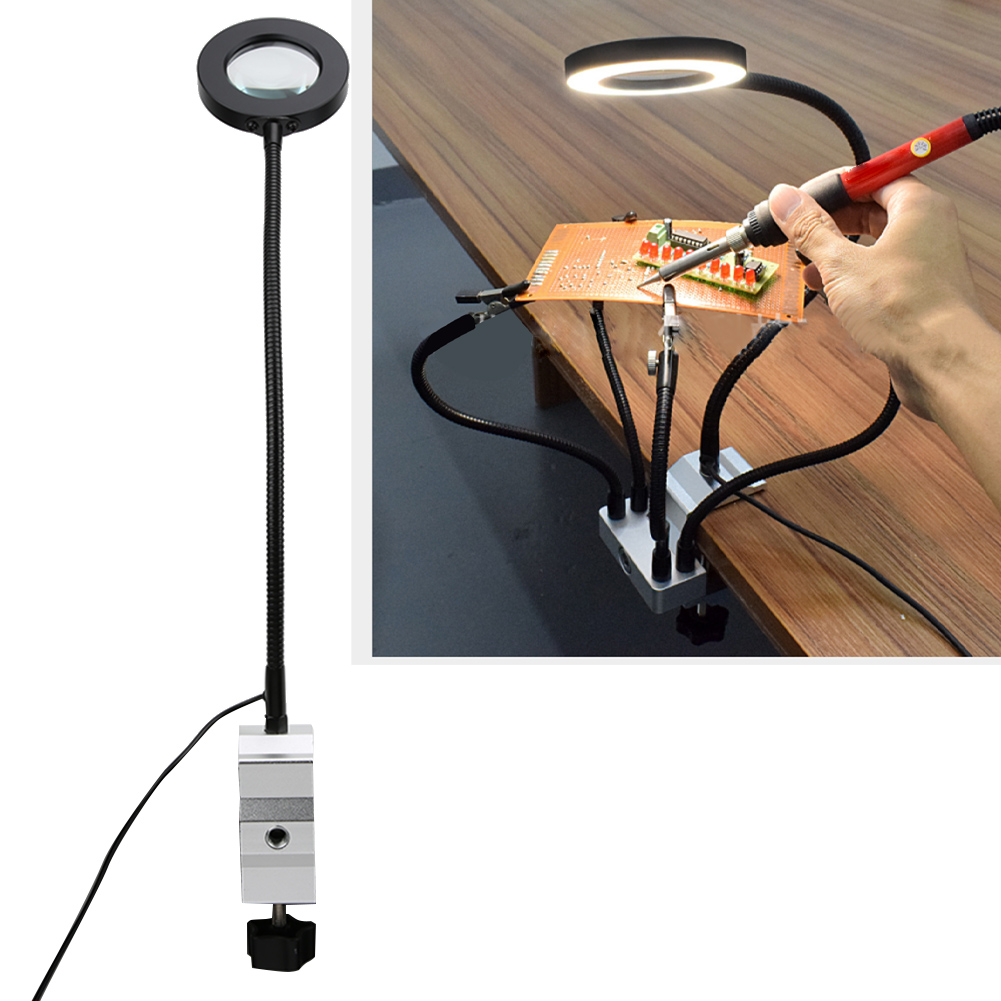 Led-3-fach-vergrößerungstischhalterung, Löthilfe, Flexibler Arm, Dritte Hand, Leiterplattenreparaturstation