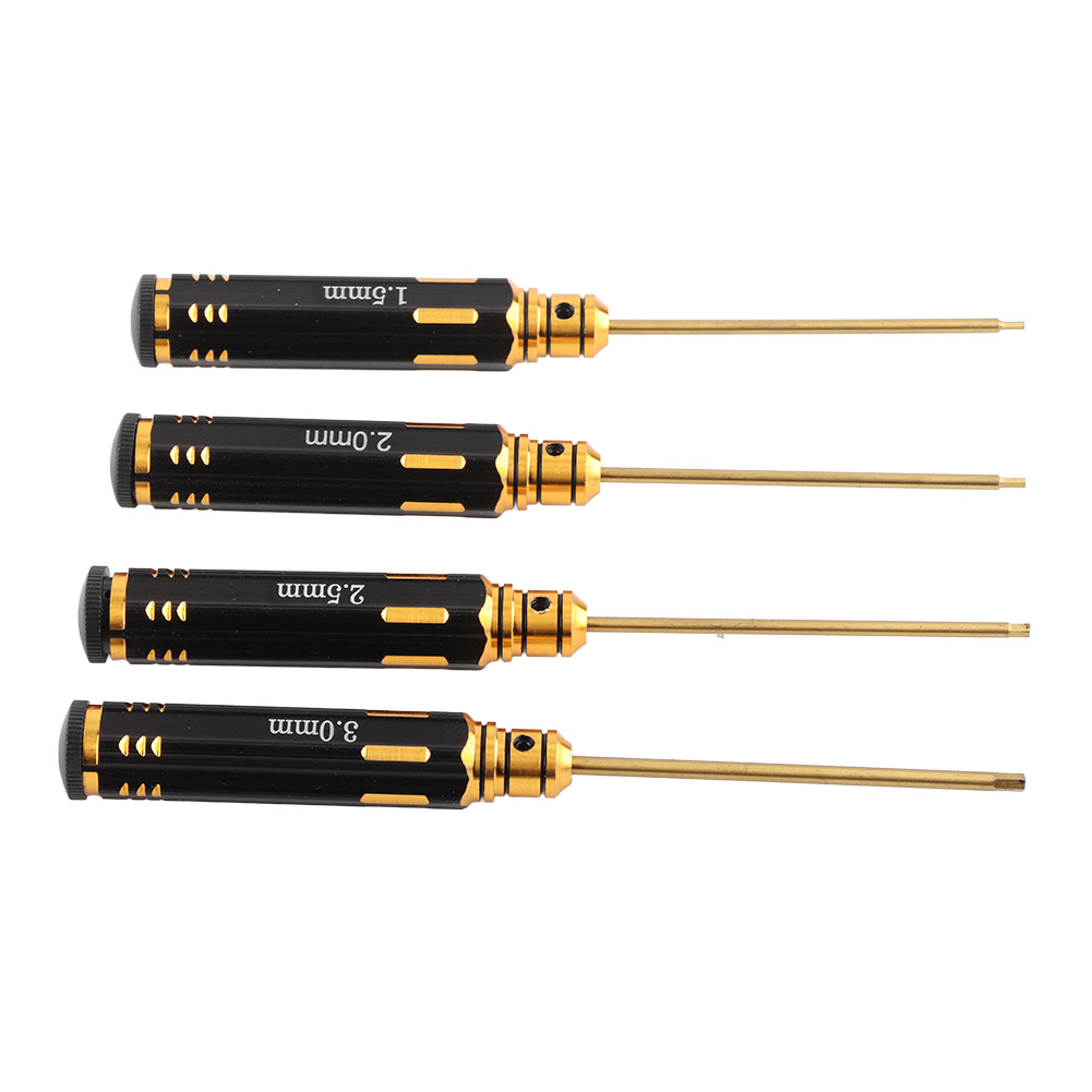 4-teiliges, Titanbeschichtetes Modellauto-schraubendreher-set, Schwarz, 1,5 Mm/2,0 Mm/2,5 Mm/3,0 Mm