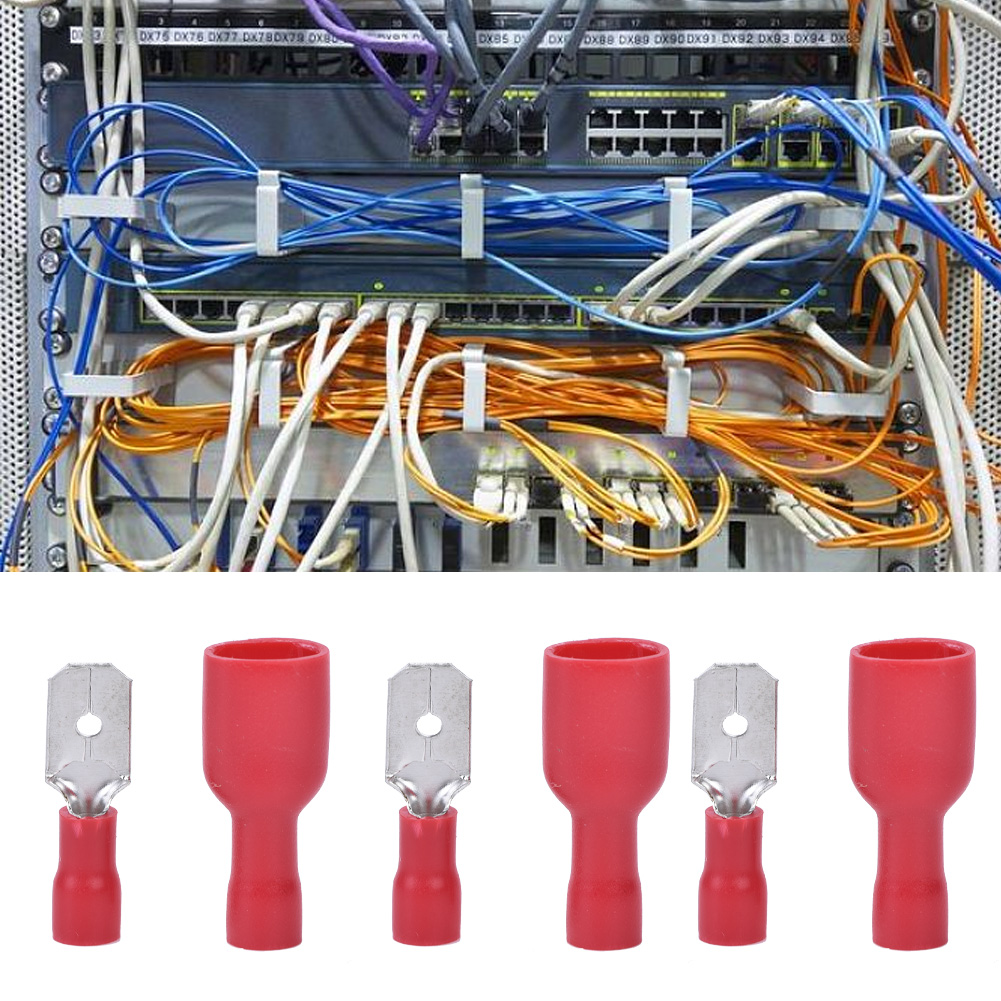 100 Crimp-anschlüsse, Stecker/buchse, Isolierkappe Mdd1.25-250x50 Fdfd1.25-250x50, Rot