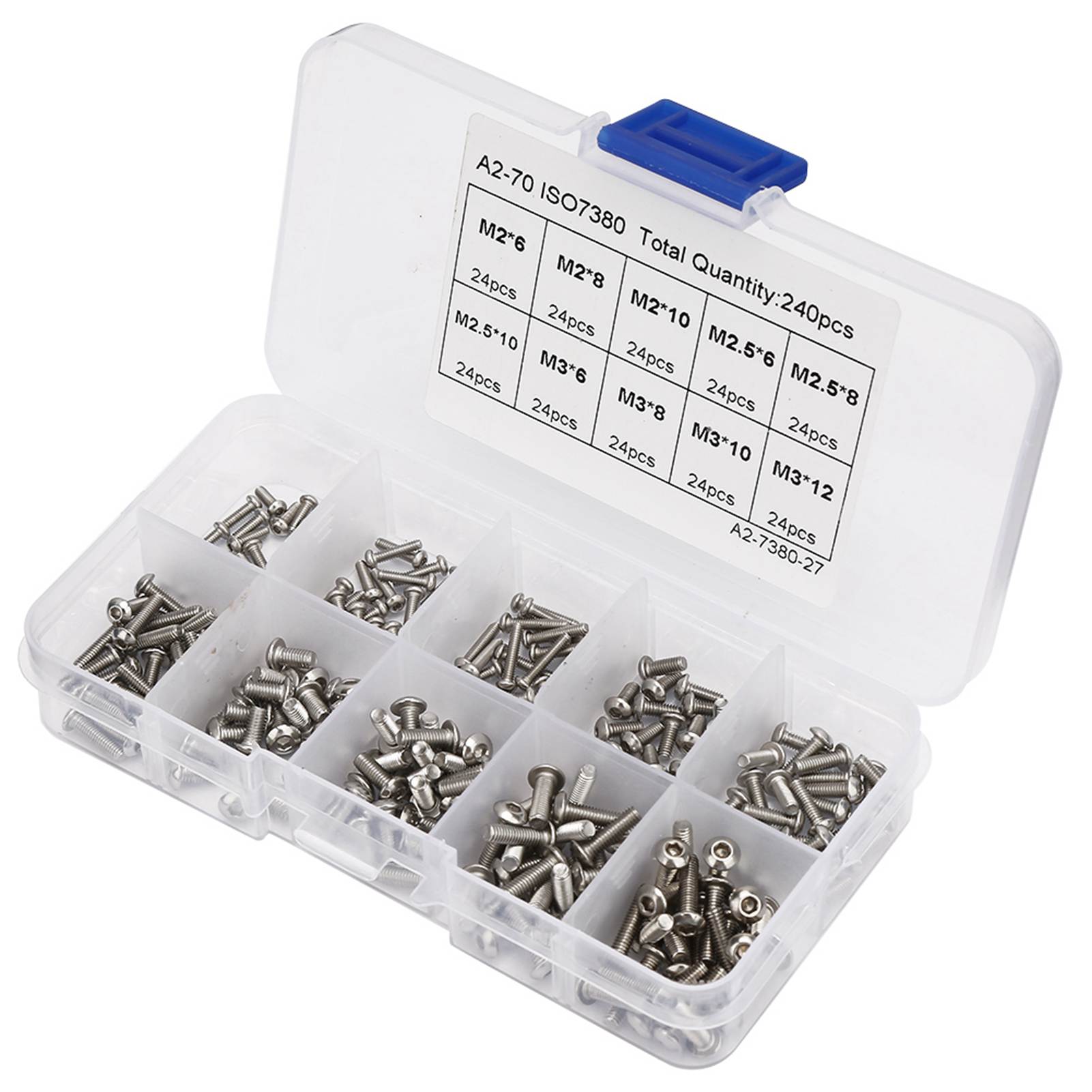 240 Stück M26m28m210m36m38m310m312m2,56m2,58m2,510 Sechskantschraubensatz