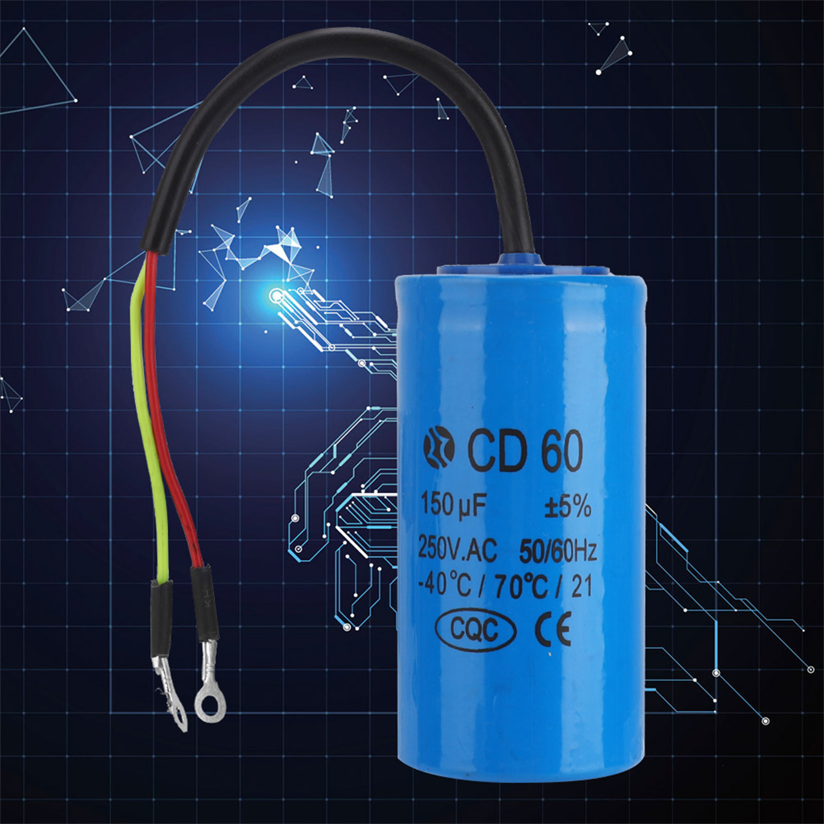 Cd60 Betriebskondensator Mit Anschlusskabel 250 V Ac 150 Μf 50/60 Hz Für Motorbetriebene Luftkompressoren