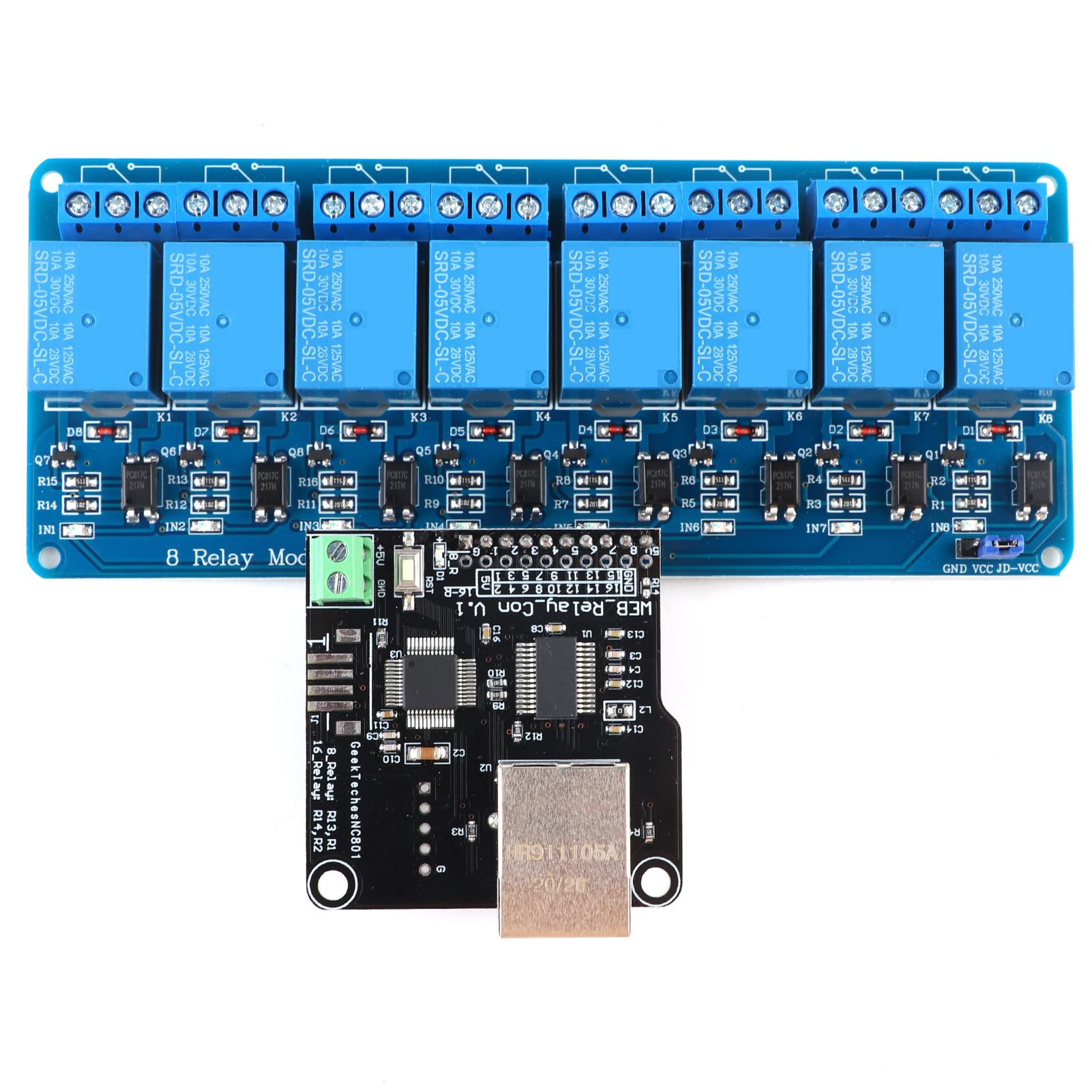 Ethernet-steuermodul, Lan/wan-netzwerk, Webserver, Rj45-anschluss, 8-kanal-relais