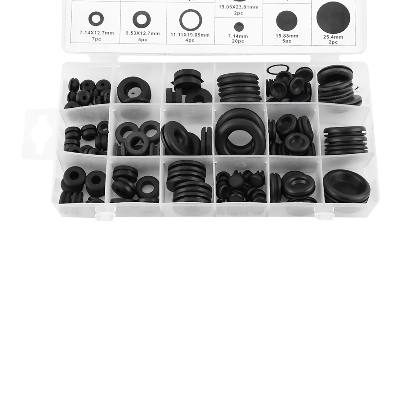125-teiliges Set Aus Gummidichtungen Und Spritzschutz In 18 Verschiedenen Größen, Inklusive Eines Dichtungssets Für Elektrische Kabel