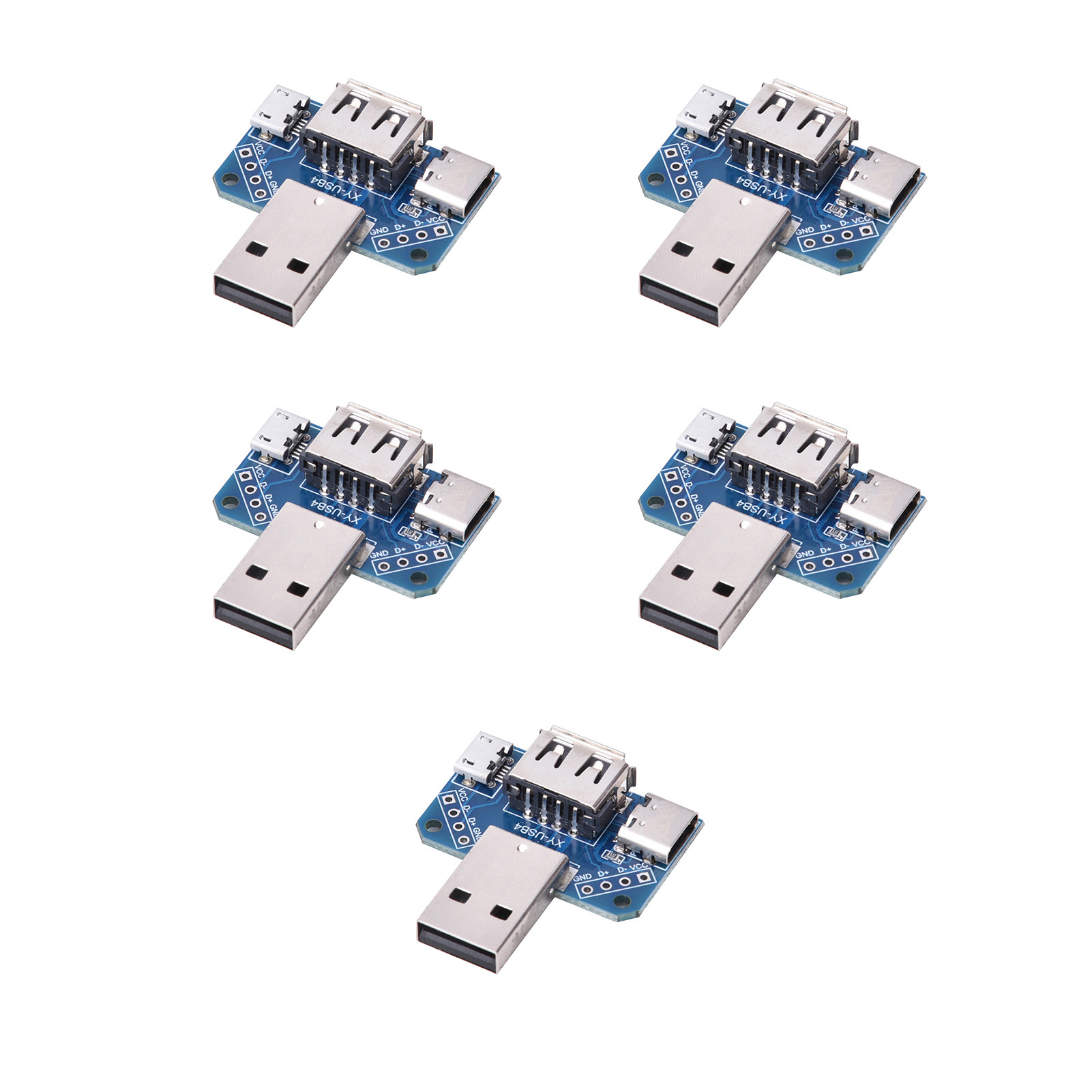 5-teilige Usb-adapterplatine, Usb-stecker Auf Usb-c-buchse, 4-polig, 2,54 Mm, Übertragungsplatine
