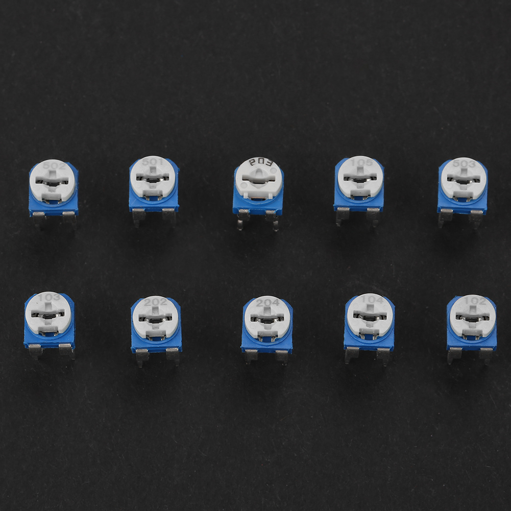 100 Stück, 10 Werte, Blau Und Weiß Einstellbare Widerstände, Trimmerpotentiometer, Elektronisches Bauteil Mit Gehäuse Rm065