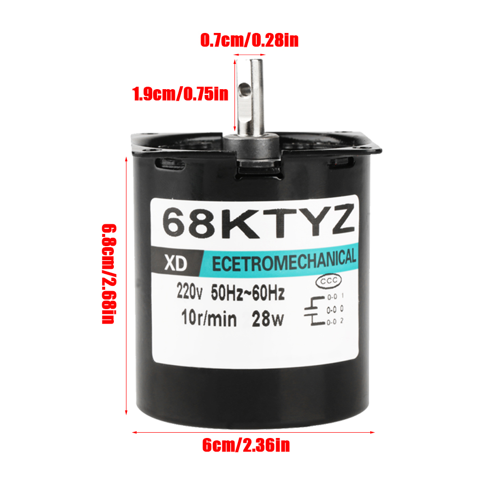 Ac220v 28w Miniatur-permanentmagnet-synchronmotor, Rechts-/linkslauf (10 U/min)