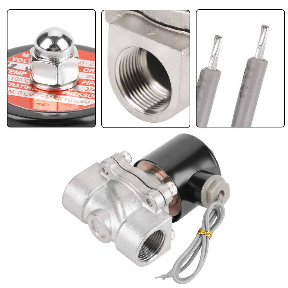 12v G3/4" Edelstahl 304, Normalerweise Geschlossenes Elektrisches Magnetventil, 2-wege