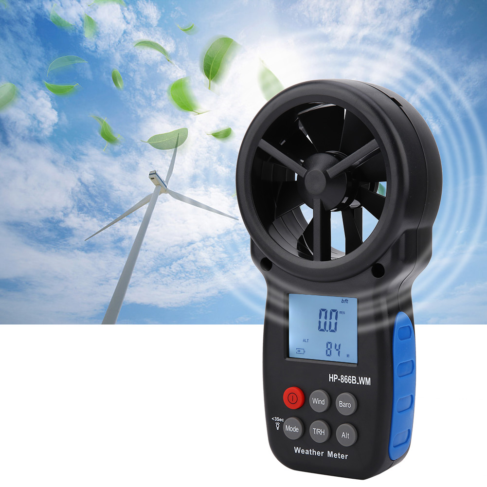 866b-wm Handliches Digitales Windgeschwindigkeitsmessgerät, Luftvolumenmesser, Anemometer