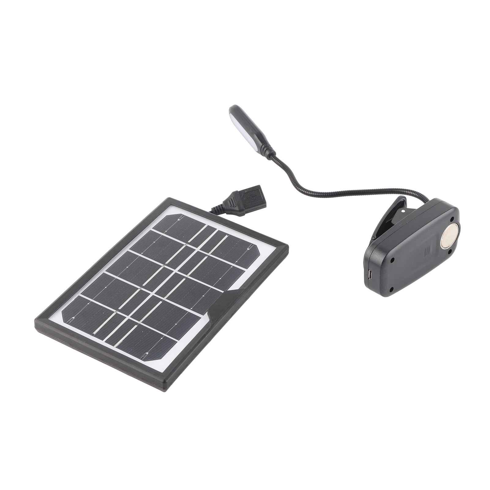 Solarbetriebene Klemmleuchte Mit Wiederaufladbarem Akku, Warmweißem, Flimmerfreiem Tageslicht, Flexiblem Schwanenhals Und 5-v-anschluss.