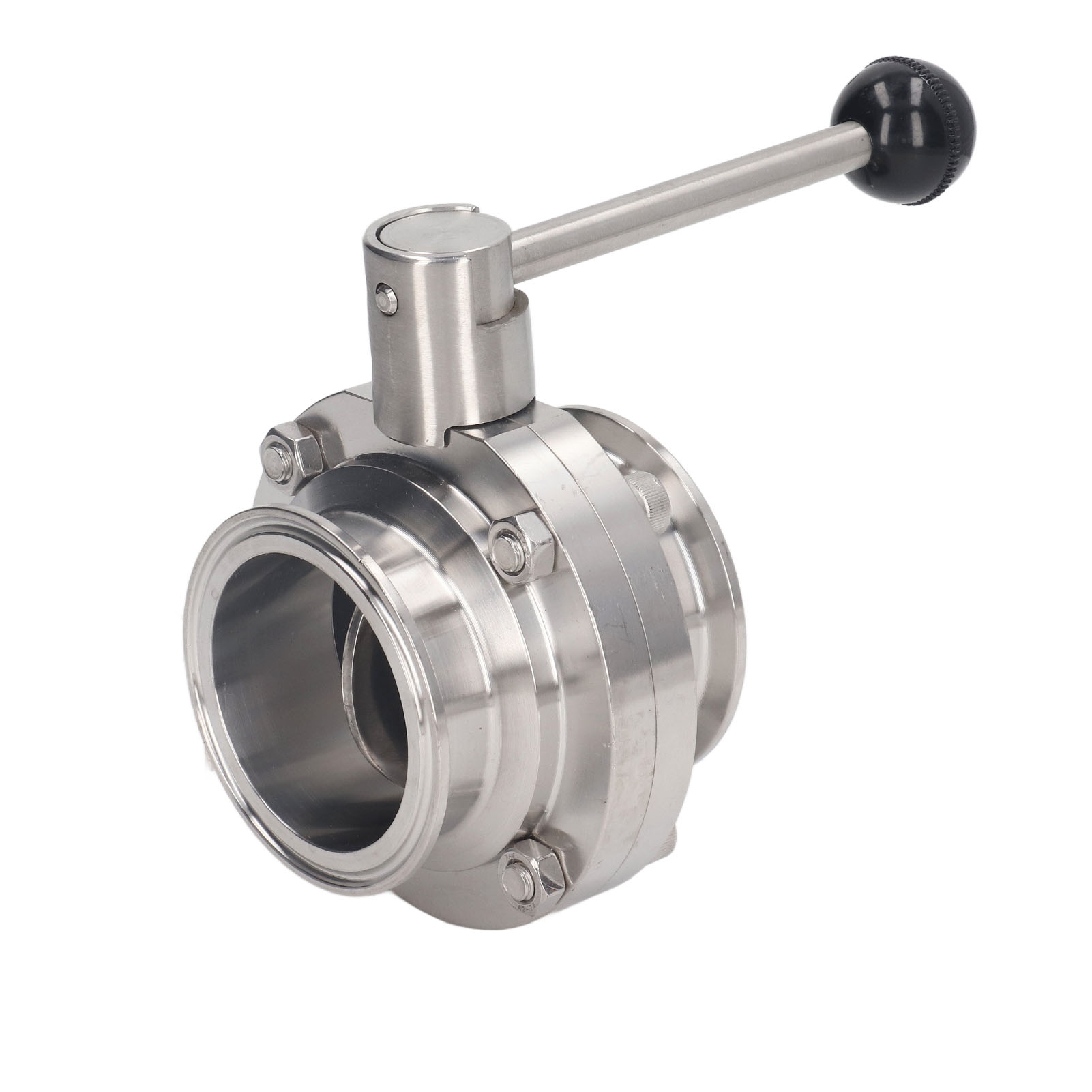 Dreifach-absperrklappe Aus Edelstahl Mit Handgriff, Schnellverschlussmechanismus, Hygienisch, Mit Silikondichtung, Außendurchmesser 76 Mm / 2,99 Zoll