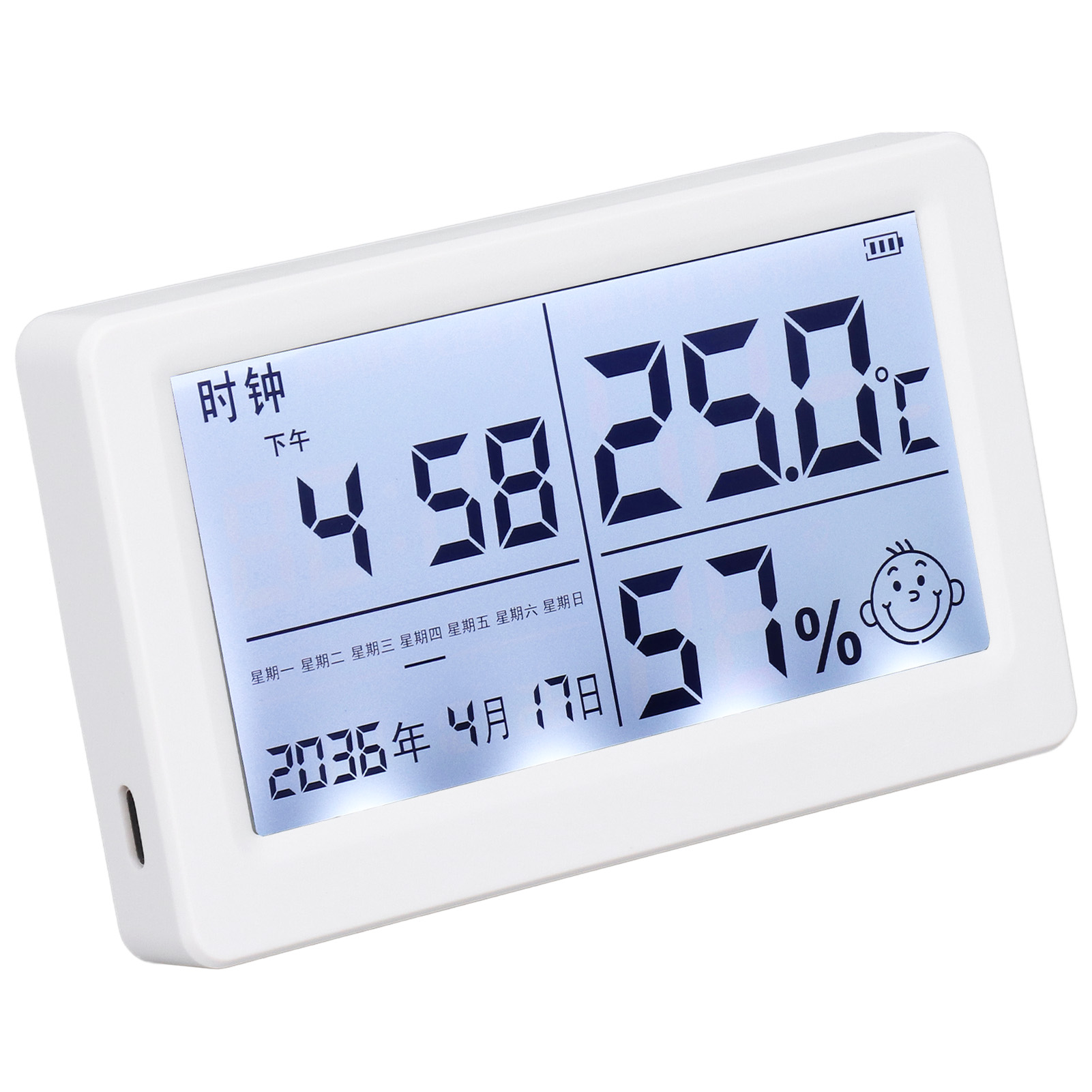 Temperatur- Und Feuchtigkeitsmessgerät Mit 4,5-zoll-display, Thermometer Und Hygrometer (5 V) Für Den Heimgebrauch