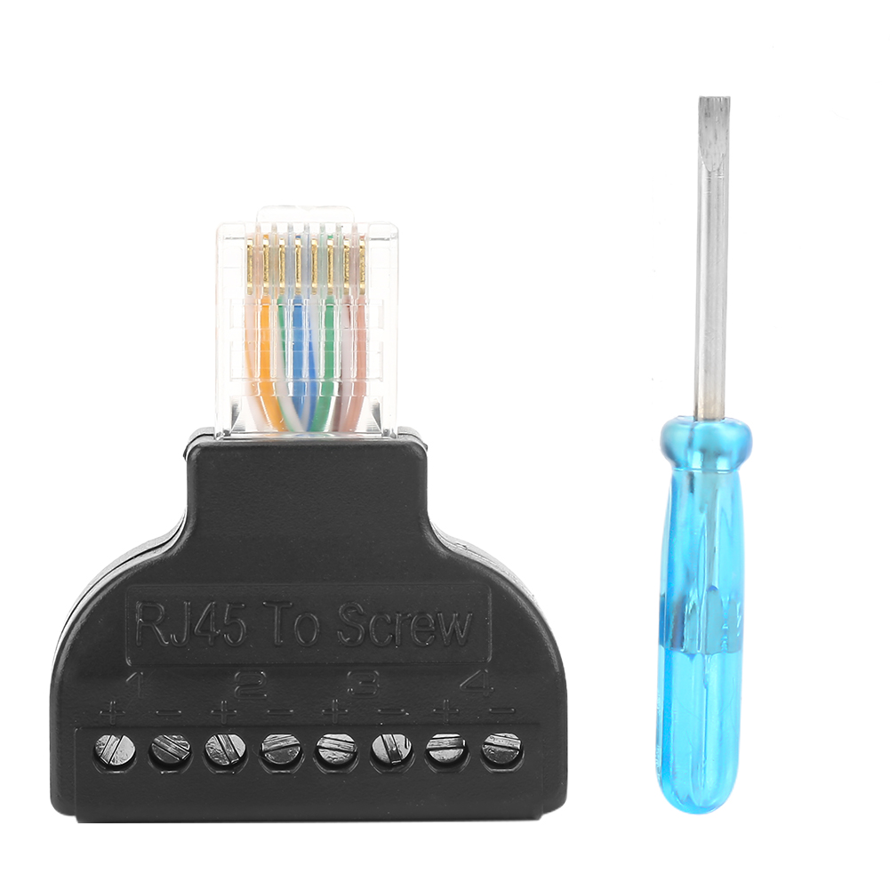 Adapterblock Mit 2 Rj45-steckern Auf 8-poligen Av-schraubklemmen (cctv)