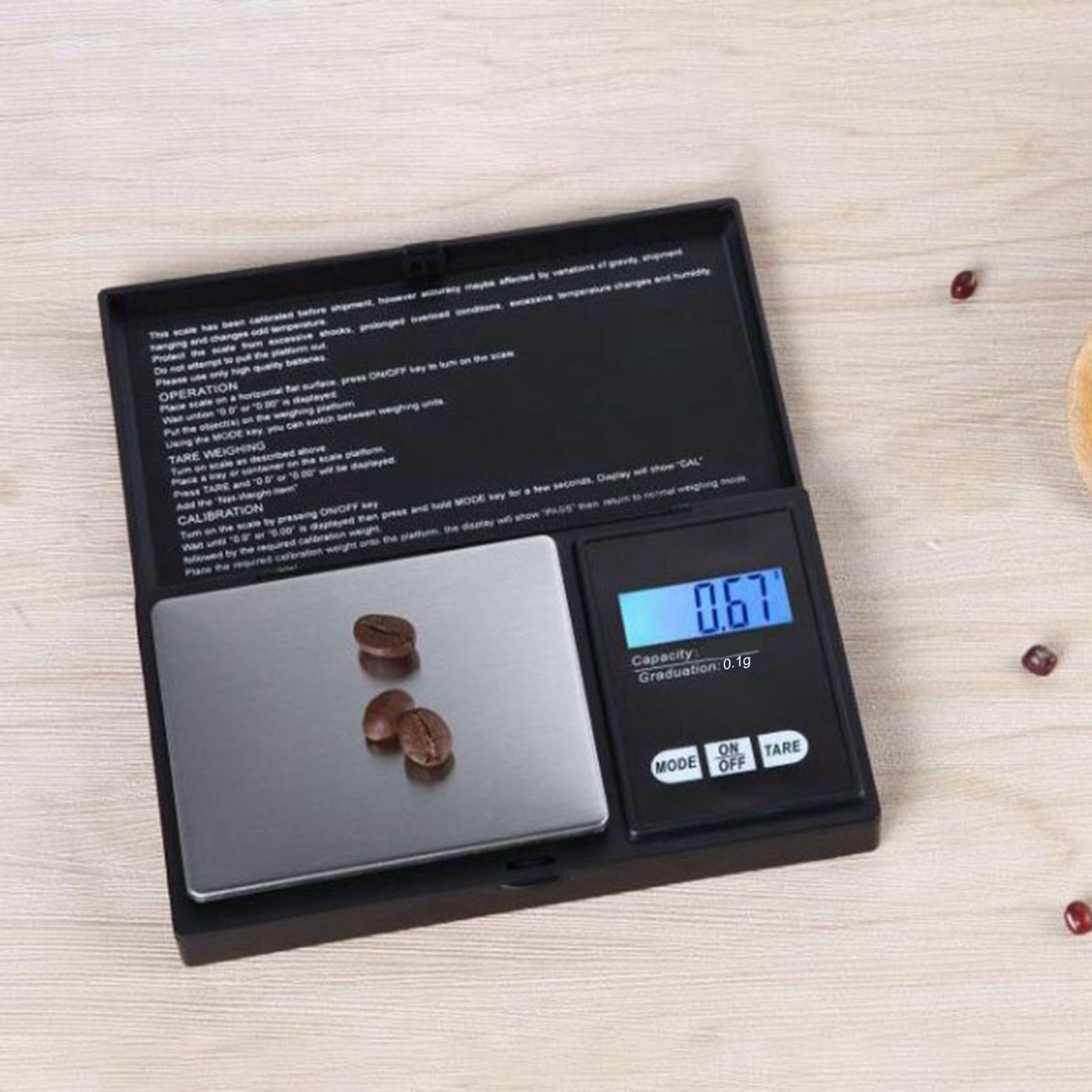 Küchenwaage, 500 G Tragkraft, 0,1 G Genauigkeit, Digitalanzeige, Messgerät Für Lebensmittel Und Tee