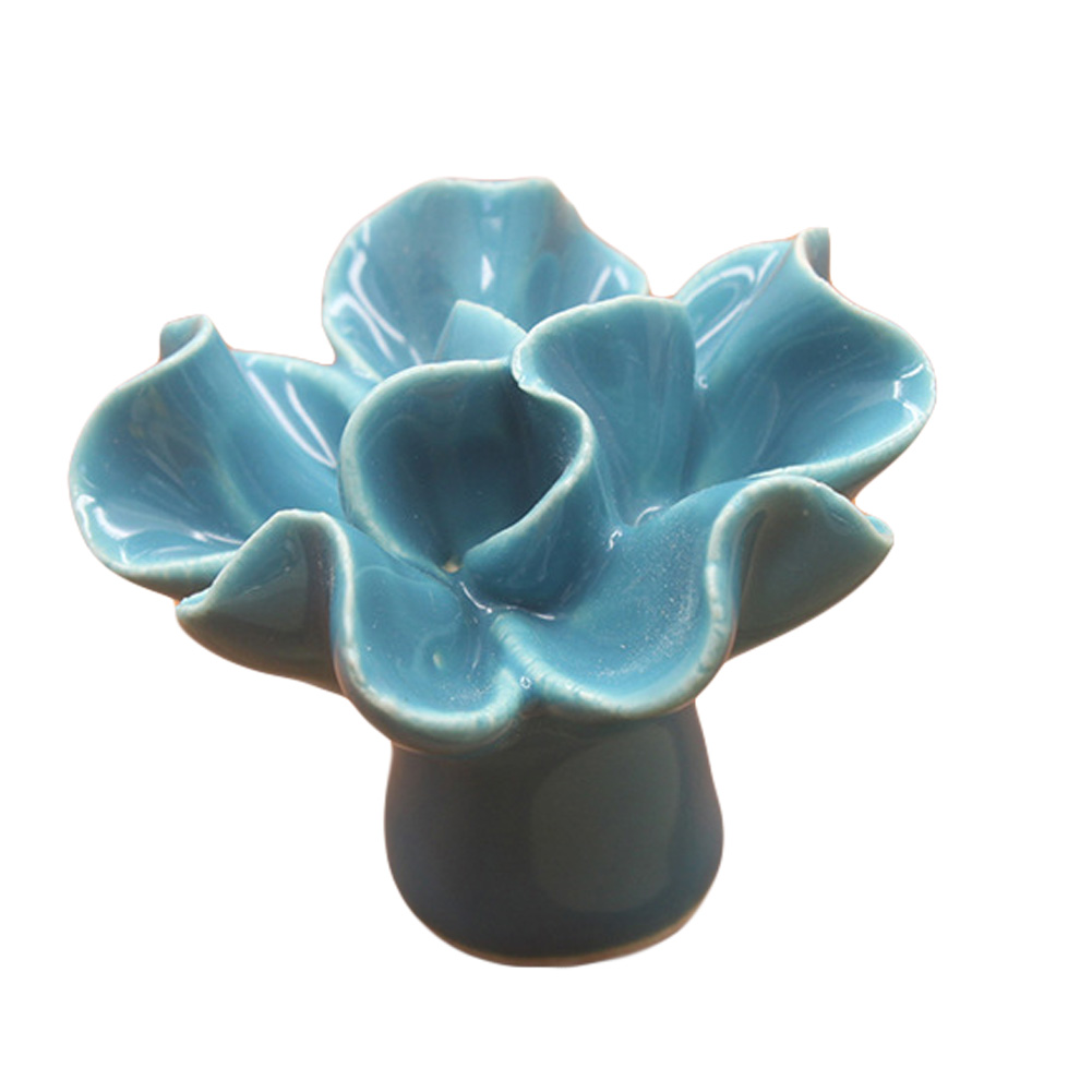 Türgriff Mit Keramikblume, Schubladen-, Schrank- Und Kleiderhakengriff (blau)
