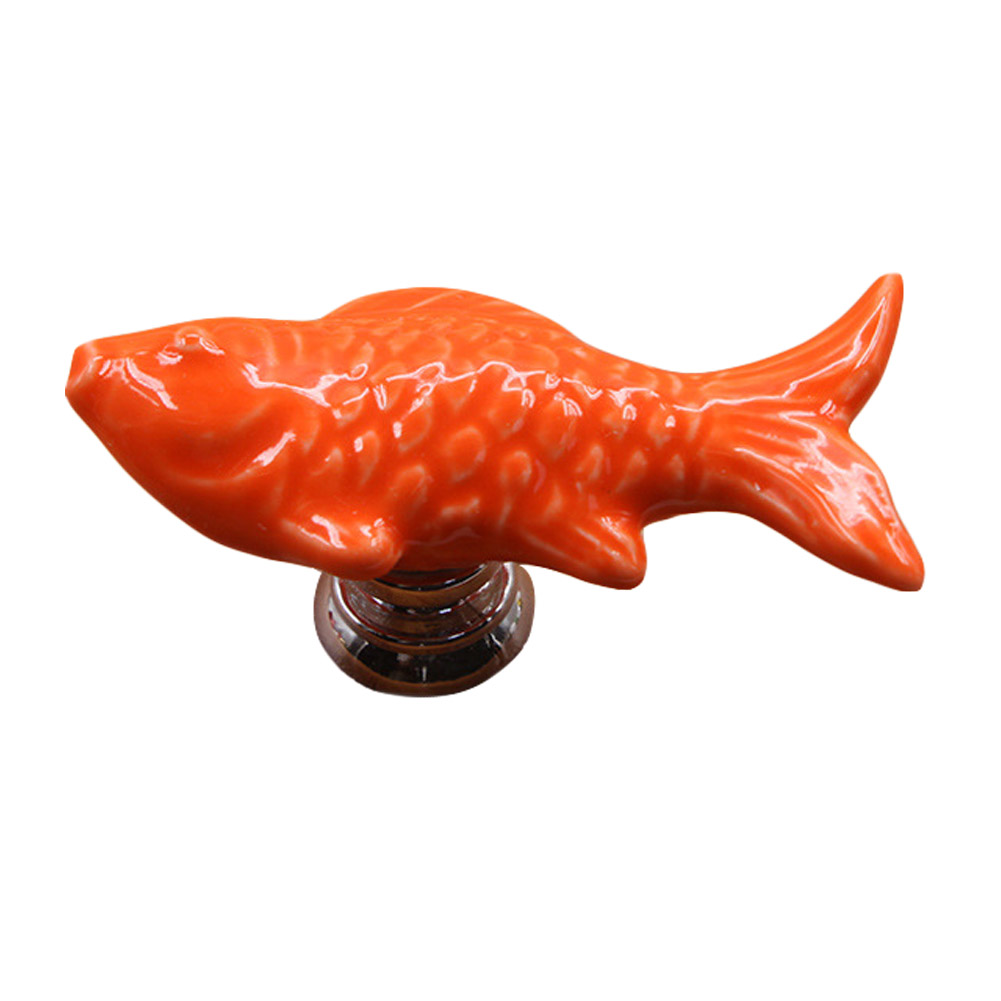 Keramischer, Fischförmiger Türgriff Für Schubladen, Schränke Und Kleiderschränke (orange)