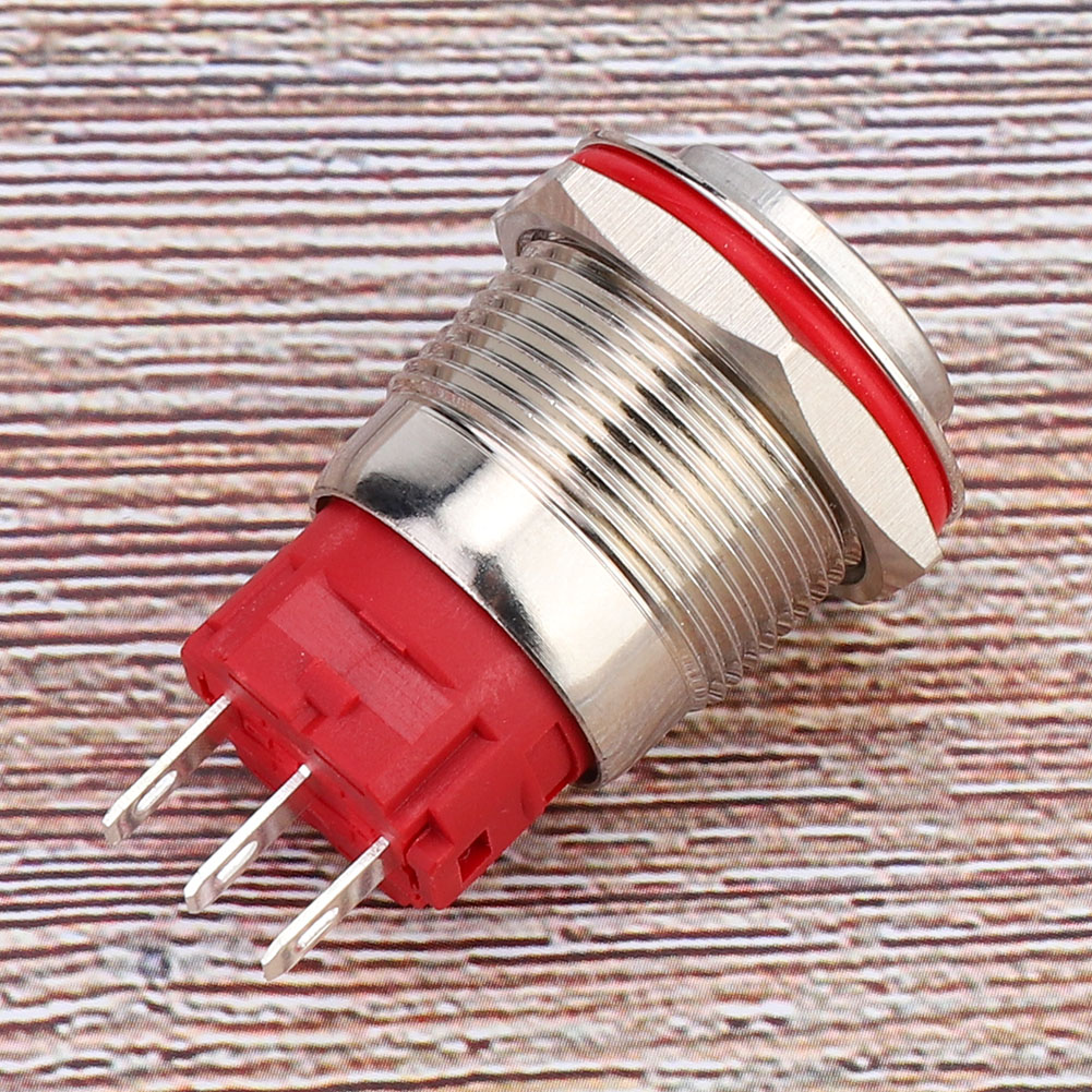 Drucktaster Dc 9–30 V, 19 Mm, 1 Öffnerkontakt, 1 Schließerkontakt, Edelstahlgehäuse, Selbstverriegelnd, Hoher Sockel, Selbstverriegelnd